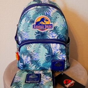 Loungefly Jurassic Park Palm Tree Backpack And Wallet Set